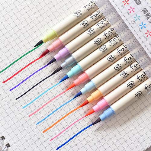 10 pcs Fabricolor touch write brush pen Color Calligraphy marker pens