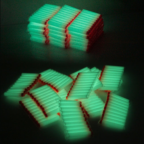 100PCS  white Luminous For Nerf Bullets Soft Hollow Hole Head 7.2cm Refill Darts Toy Gun Bullets for Nerf toys Kid Children Gift