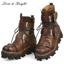 Load image into Gallery viewer, Men&#39;s Genuine Leather with Skull buckles - Military Punk Boots - 2 colors