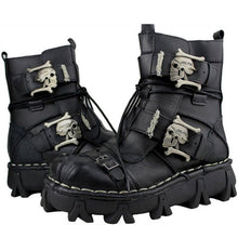 Load image into Gallery viewer, Men&#39;s Genuine Leather with Skull buckles - Military Punk Boots - 2 colors